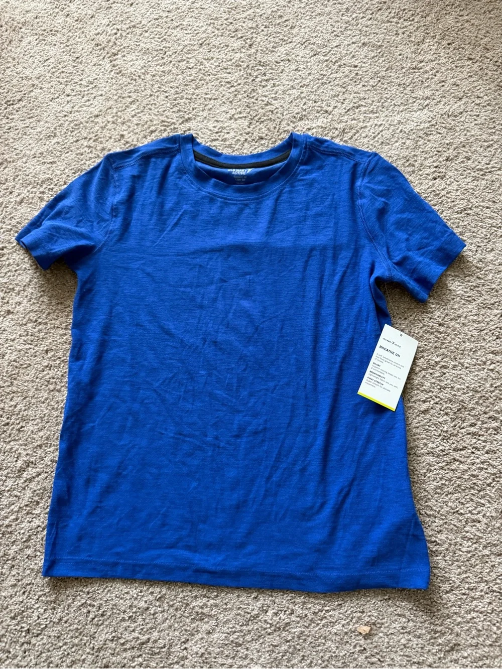 NWT Old Navy Active Breathe On Kids Short Sleeve Tee - Blue Size L (10-12)
